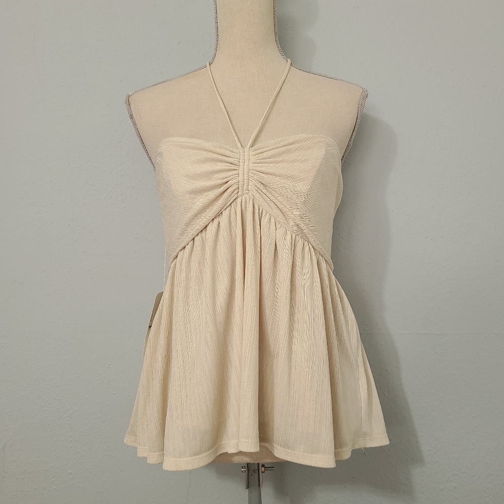 Betsey Johnson Vintage Champagne Cream Elegant Strapless Halter Top NWT Size 10‎